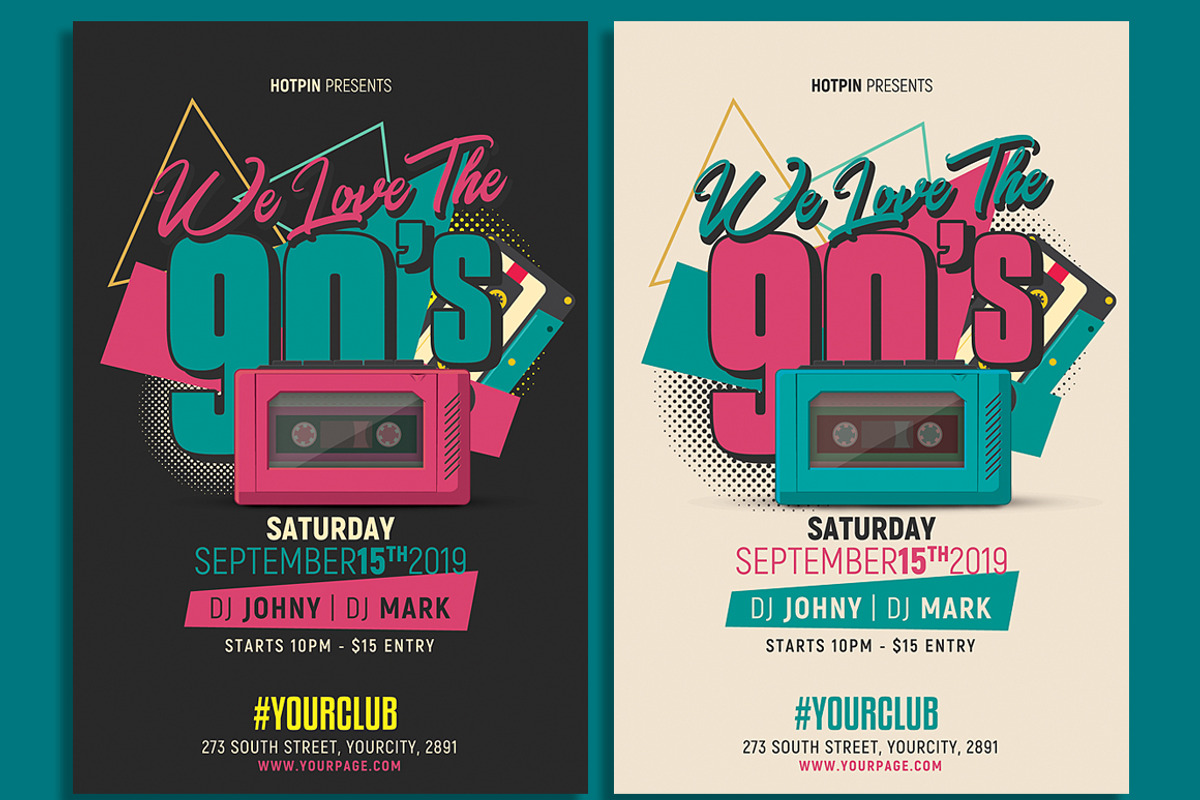 90s Retro Party Flyer, a Flyer Template by Hotpin (Photo 1 of 3)