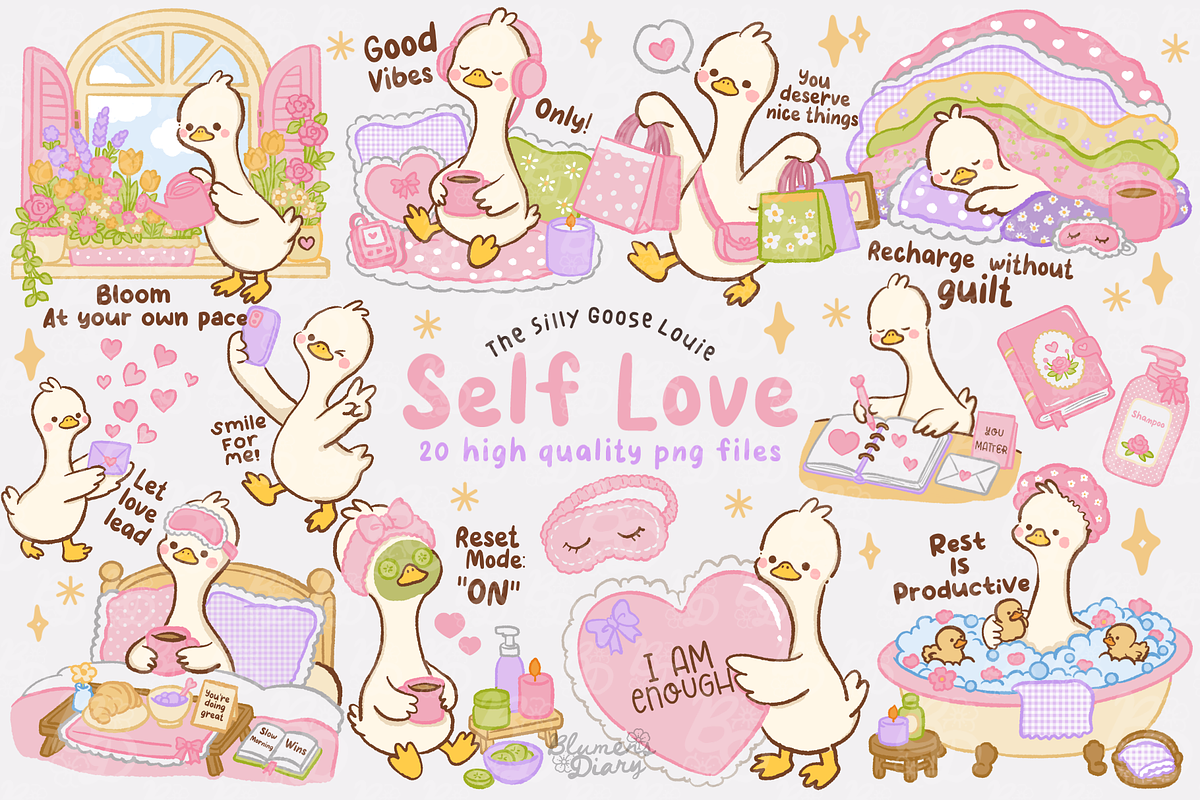 Self Love Silly Goose Clipart, an Animal Illustration by Blumensdiary (Photo 1 of 6)