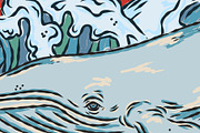 Whale, Waves, Seagull, a Pattern Graphic by NayaChu (Thumbnail 7 of 9)