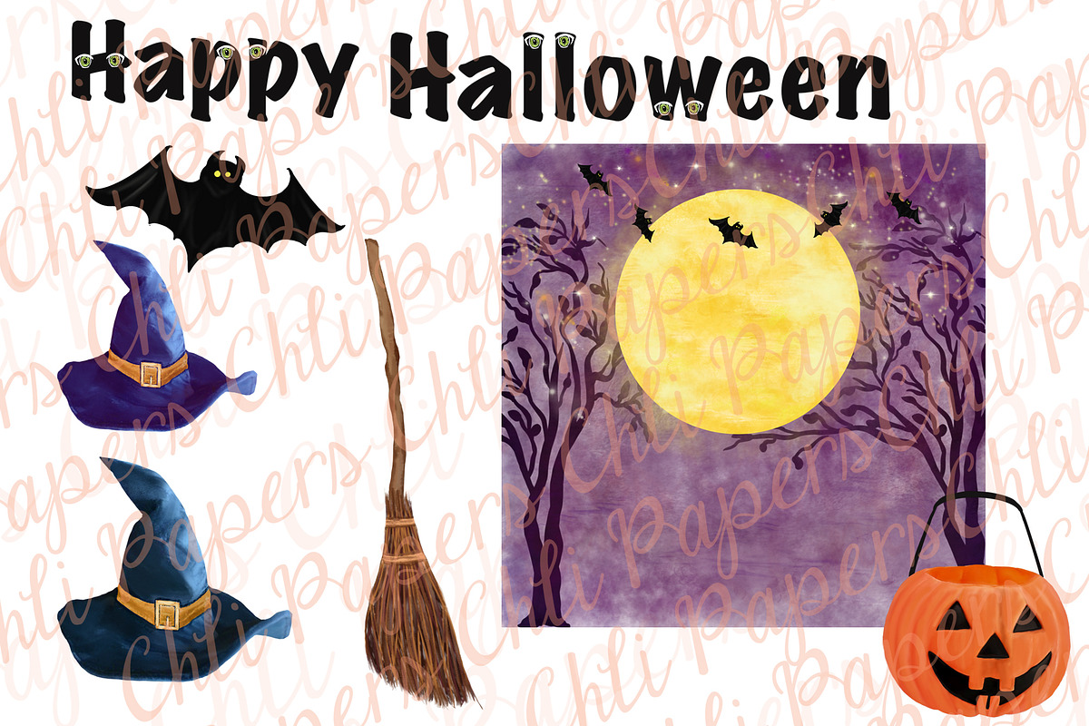 Halloween girls clipart,Witches PNG, an Illustration by chilipapers (Photo 4 of 5)