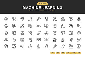 Machine Learning Icons, an Icon by Spacepixel Creative