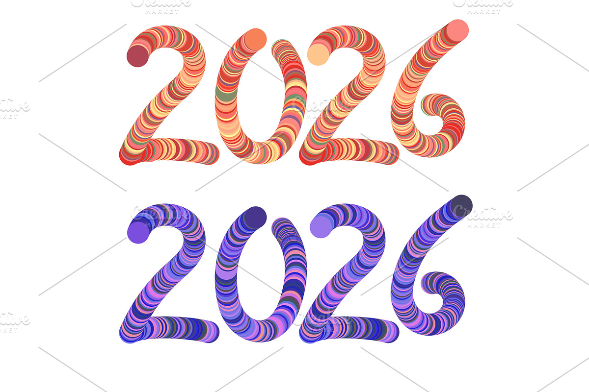 Colorful 3D 2026 Typography in, an Illustration by piter.goskov