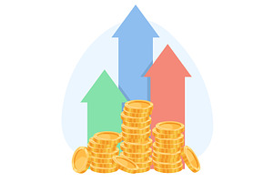 Gold coins and colorful growth, a Finance Illustration by Vectorbuum