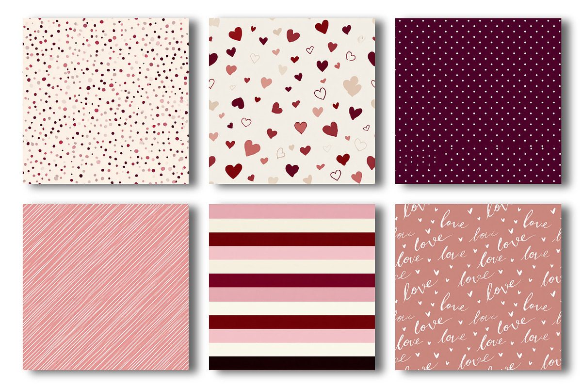 Valentine Hearts Seamless Patterns, a Pattern Graphic by OK Design (Photo 3 of 3)