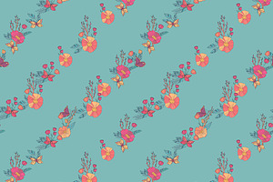 Butterflies And Flowers. 12 Patterns