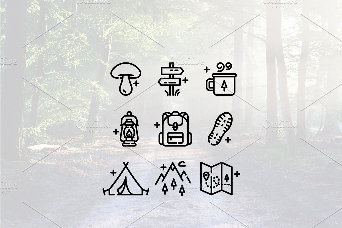 Forest walk icons, an Outline Icon by Lyolya Profitrolya (Photo 2 of 2)