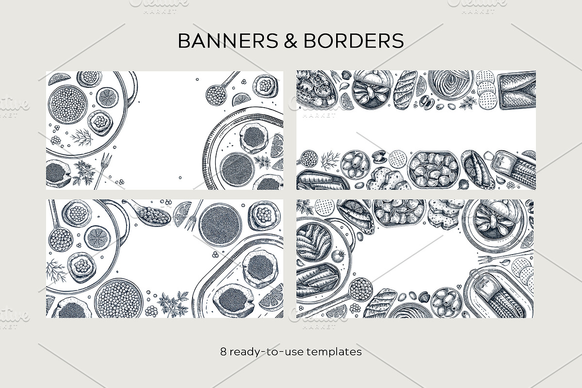 Tinned Fish & Seafood Vector Set, a Food Illustration by Yevheniia (Photo 8 of 14)