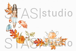 Autumn Planner Girl Clipart