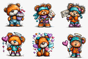 whimsical valentine teddy bear clipa, an Illustration by CreationArt (Thumbnail 5 of 5)