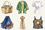 Watercolor Summer Fashion Clipart, an Illustration by OK Design (Thumbnail 2 of 5)
