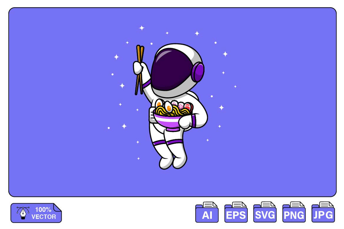 Cute Astronaut Bring Ramen Noodle, a Food Illustration by Artstorystudio (Photo 1 of 3)