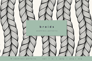 Braids. Seamless Pattern Set