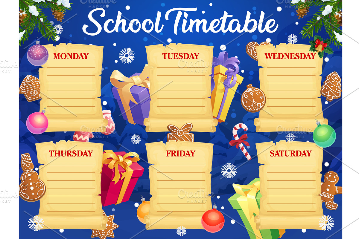 Christmas timetable template, a Decorative Illustration by Vector Tradition