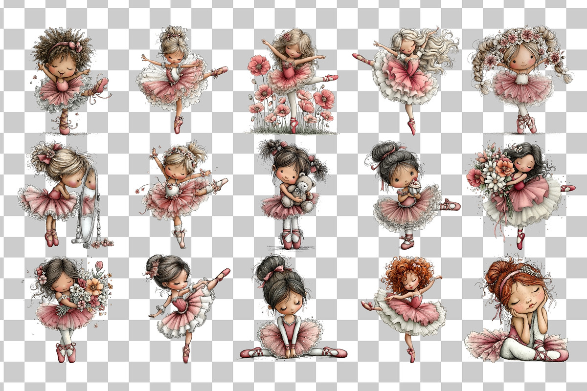 Ballerina Girl Clipart PNG Set, a Person Illustration by Nicolle's Colorful Art (Photo 3 of 3)