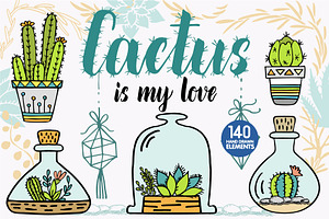 Cacti and succulents design set 140+