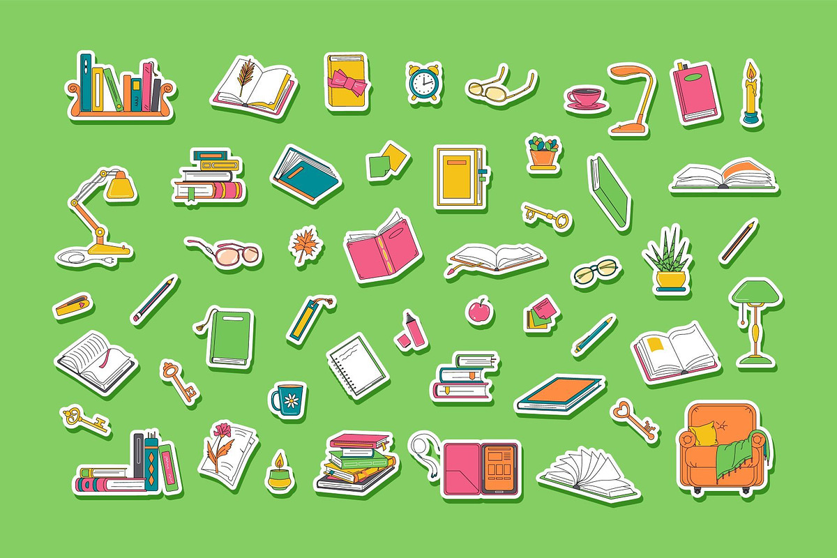 Books & Reading - Elements, Stickers, an Object Illustration by Verachana Dreams (Photo 2 of 11)