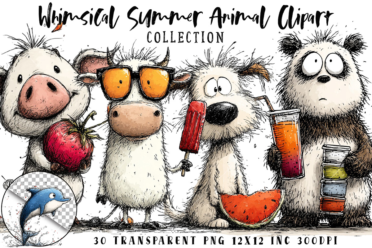 Whimsical Summer Animal Clipart, an Illustration by OK Design (Photo 1 of 6)