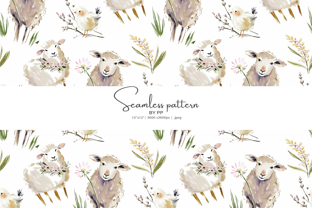 lamb seamless pattern