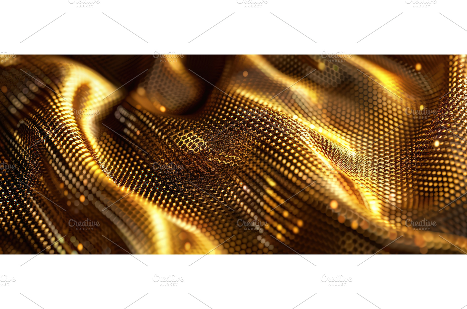 Golden Glowing Dotted Wave Abstract, an Abstract Photo by piter.goskov
