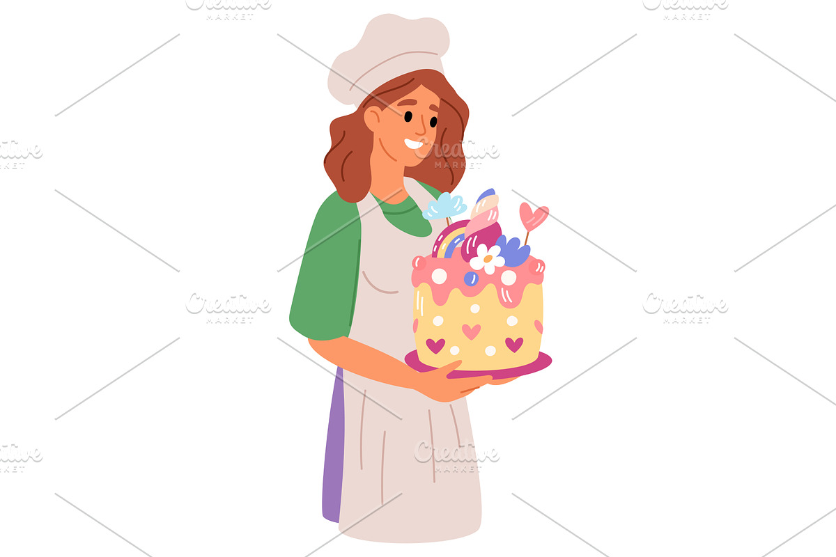 Cheerful chef in uniform holds, a Person Illustration by Vectorbuum