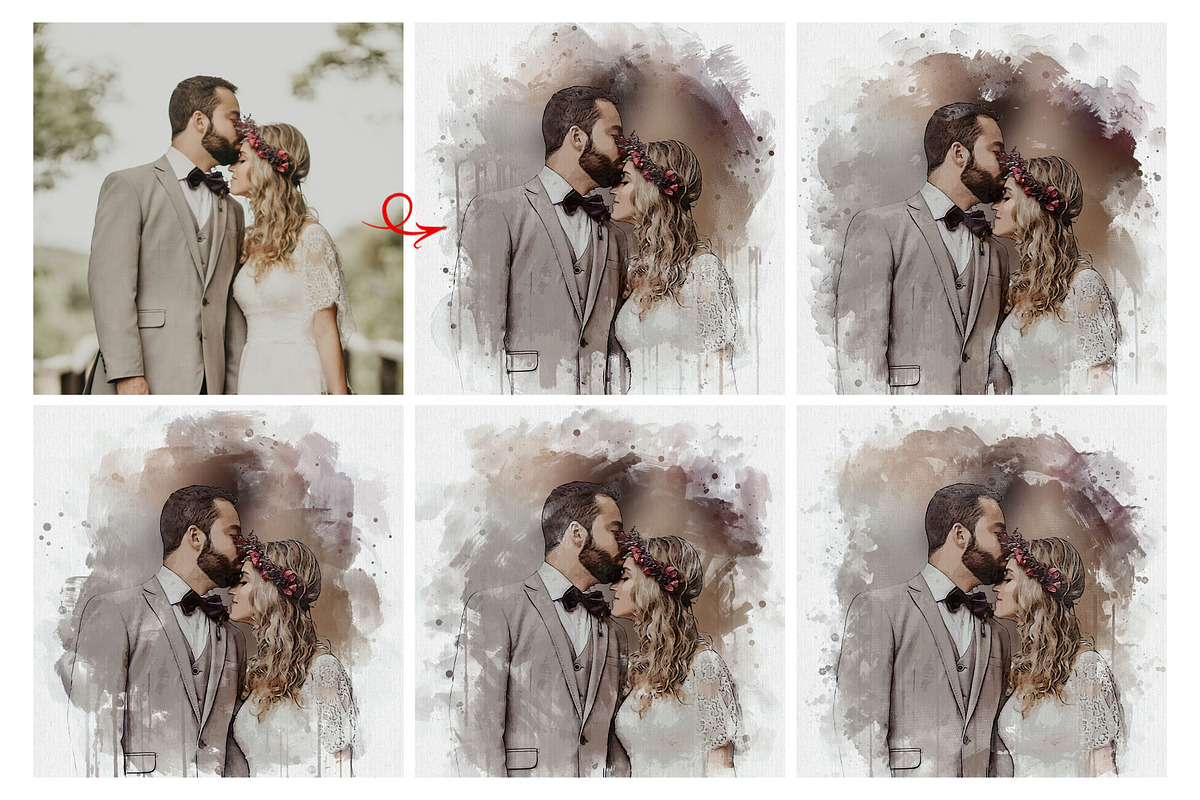Dreamy Couple Watercolors Effect, an Action Add-On by MRI STUDIO (Photo 3 of 21)
