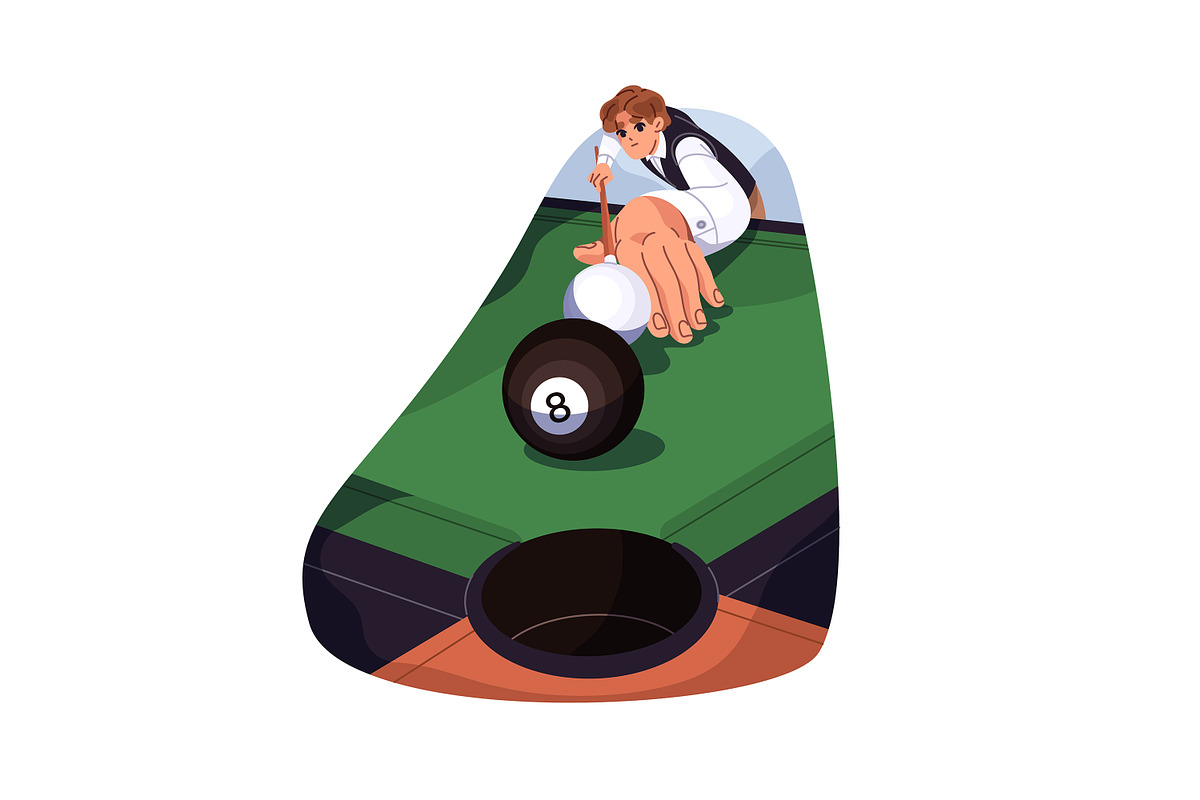 People play pool at billiard table, a Sport Illustration by PaperTrident (Photo 8 of 8)