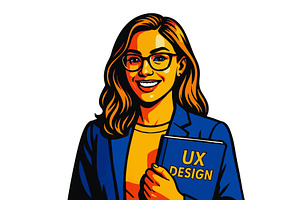 female UX designer vector, a Technology Illustration by AlexArt