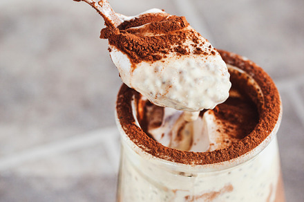 Delicious tiramisu chia seed pudding