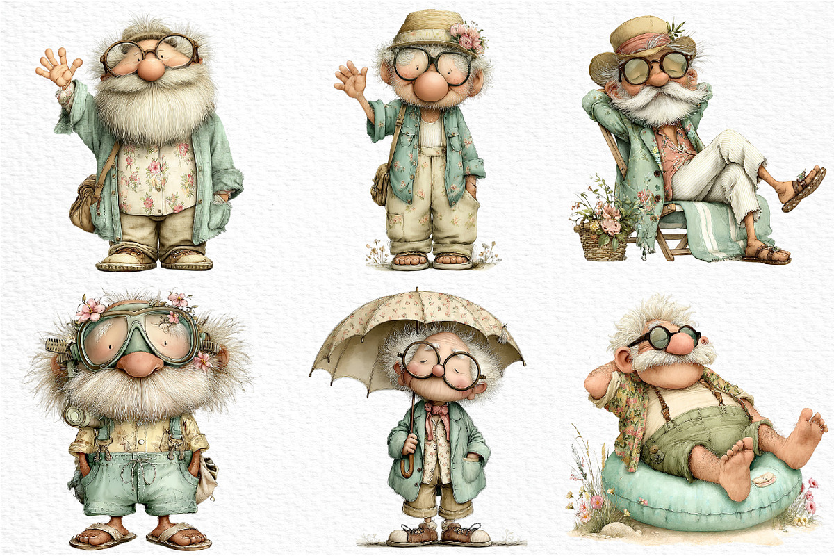Funny Grandpa Summer set, an Illustration by Craft Nest (Photo 6 of 12)