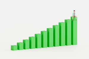 Businessman on Green Bar Graph – Growth & Success Concept, a Business Photo by RF Images