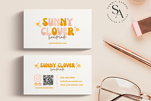 Retro Flowers Business Card Canva, a Business Card Template by Summit Avenue