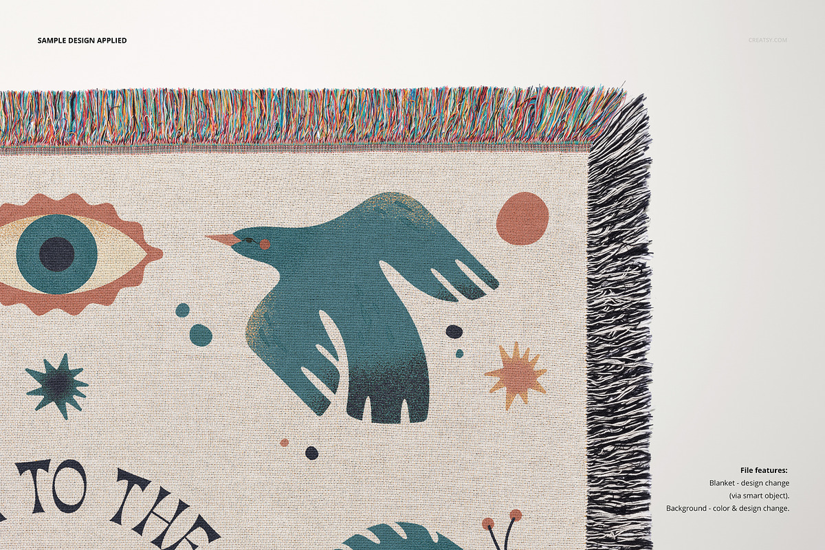 Fringed Woven Throw Blanket Mockup 5, a Household Mockup by creatsy5 (Photo 7 of 12)