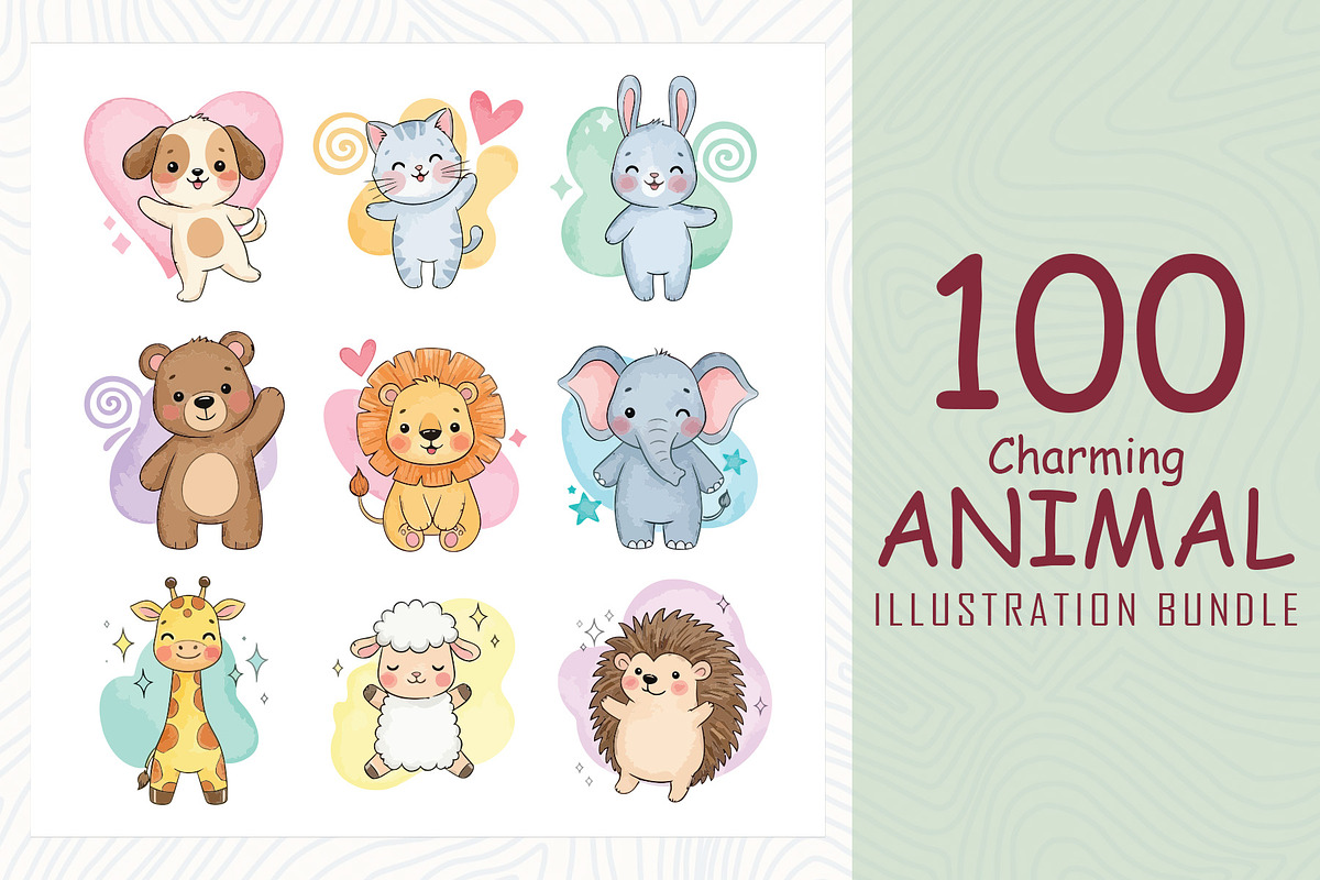 Charming animal illustrations bundle, an Animal Illustration by Sofia's Fashion (Photo 1 of 3)