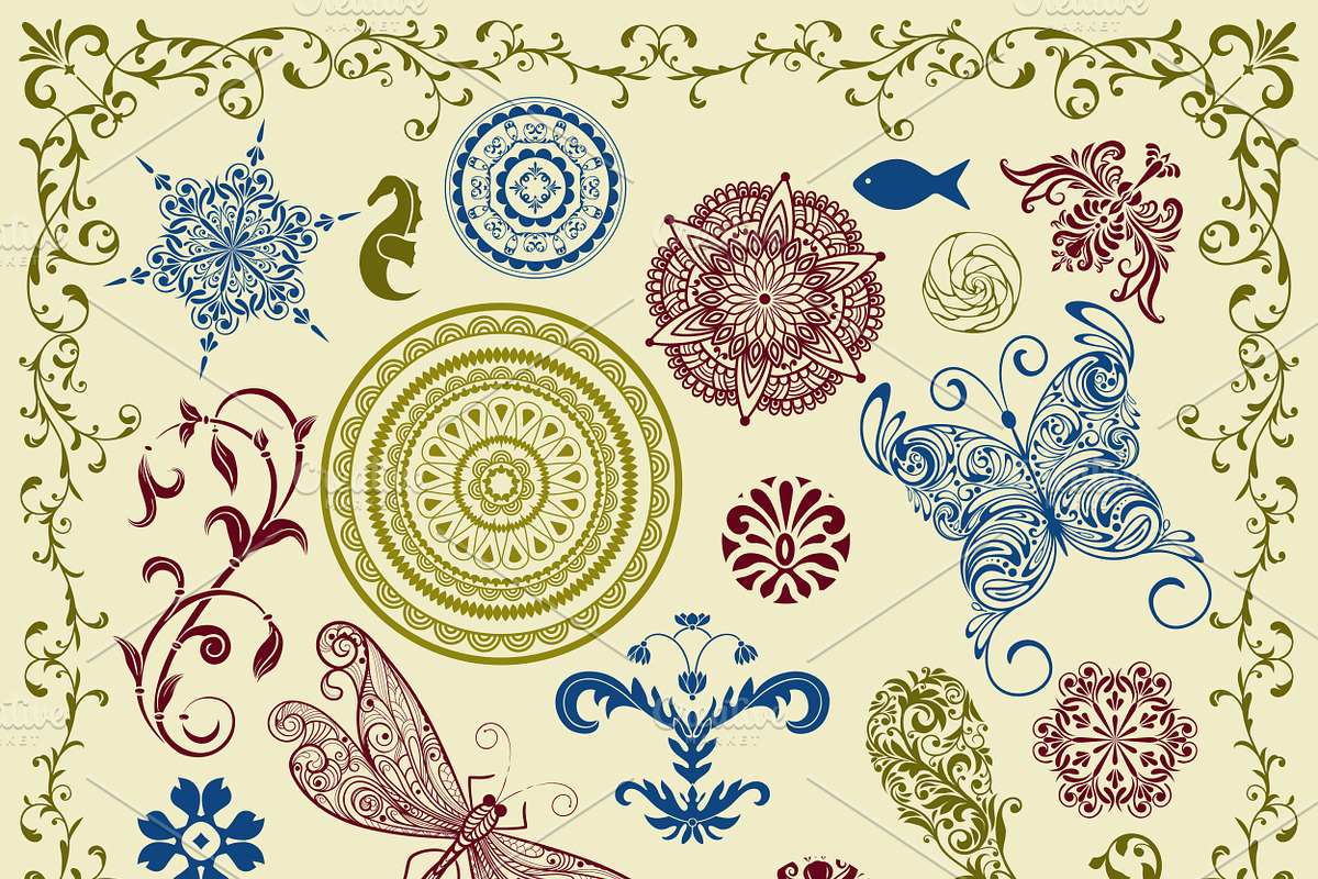vector summer vintage floral bright