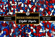 Red Blue Stained Glass Digital Paper, a Pattern Graphic by Creative Store (Thumbnail 1 of 5)