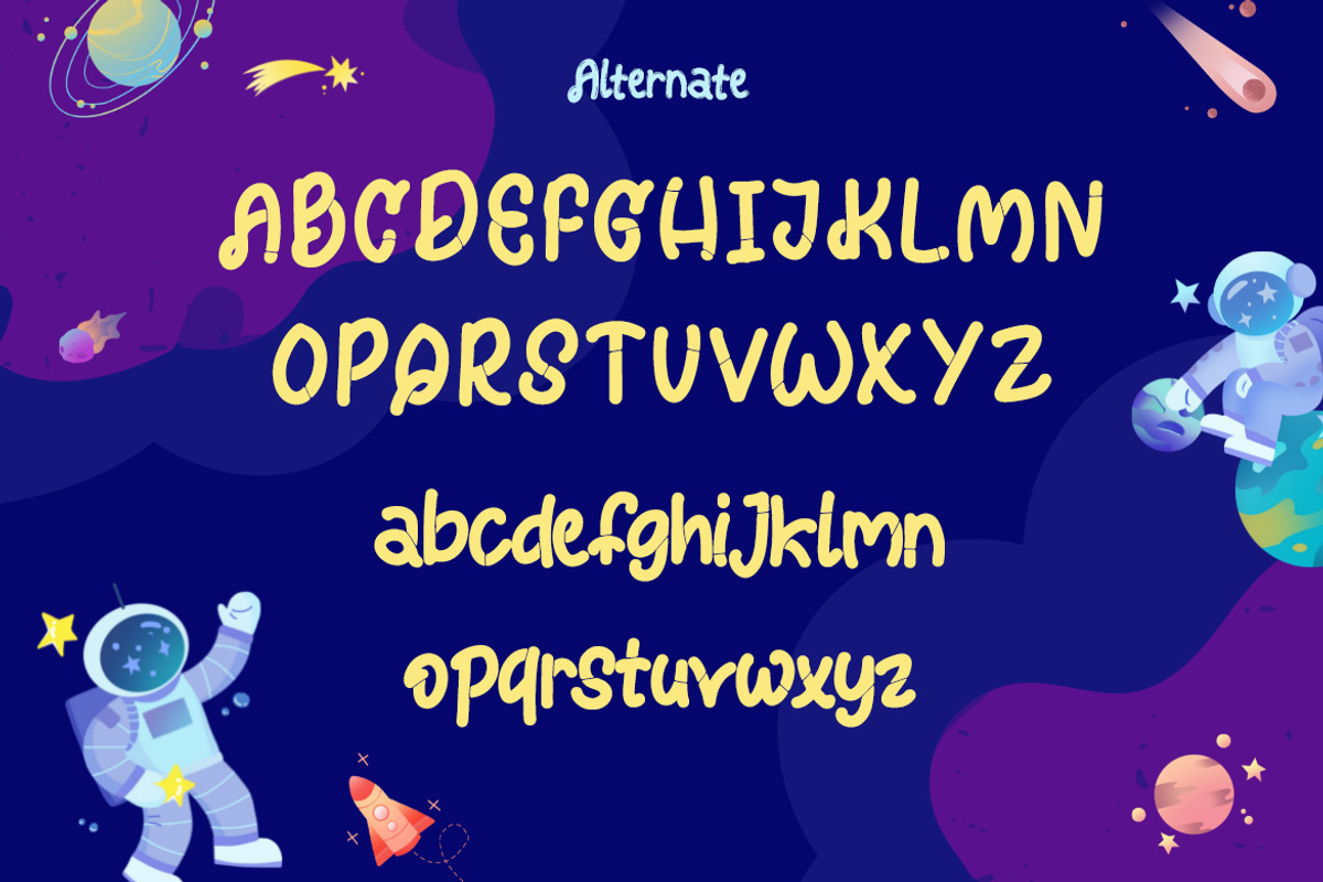 Bigspace Rocket - Kids Bold Fun Font, a Blackletter Font by Dhabee (Photo 5 of 9)