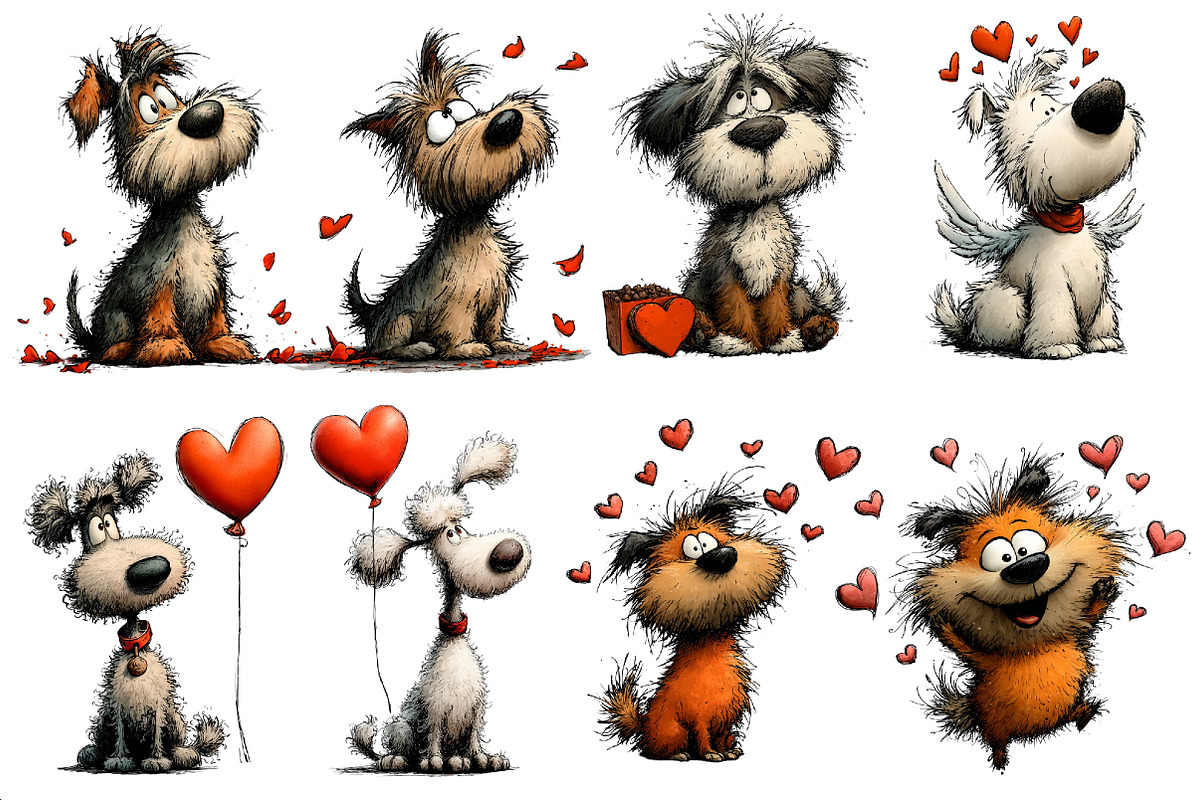Whimsical Valentine Dogs Clipart, an Illustration by Designworld (Photo 3 of 5)