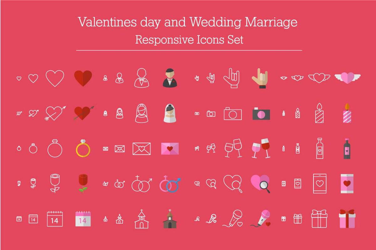 Valentines, Wedding Responsive Icons, an Outline Icon by Karawan