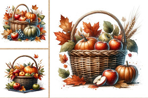 Autumn Basket Clipart Bundle, a Seasonal Illustration by Tanya Kart