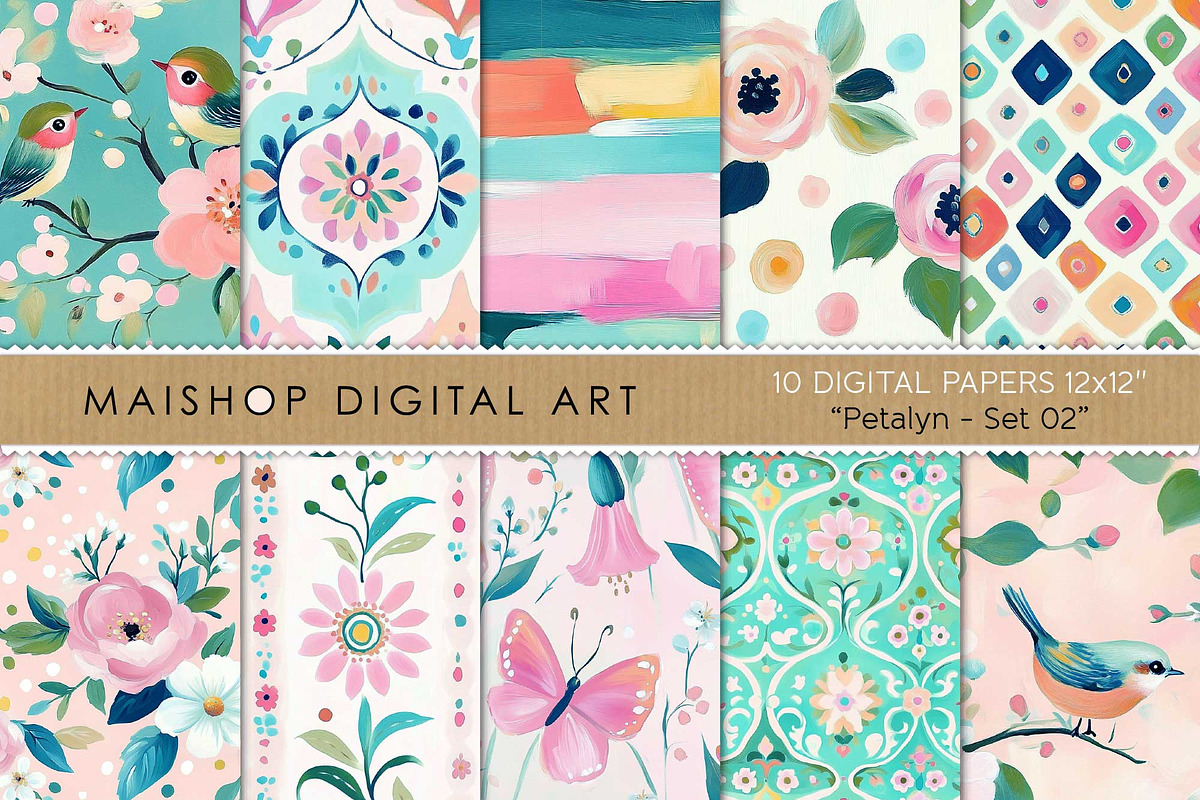 Charming Spring Digital Paper Set, a Pattern Graphic by Maishop (Photo 1 of 4)