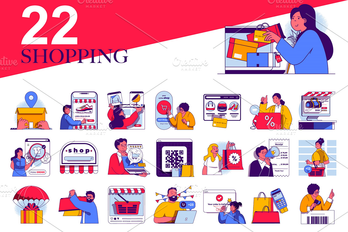 Shopping Web Illustrations, a Templates & Theme by alexdndz