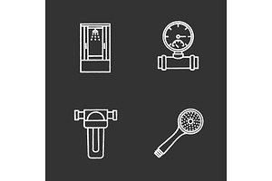 Plumbing Chalk Icons Set