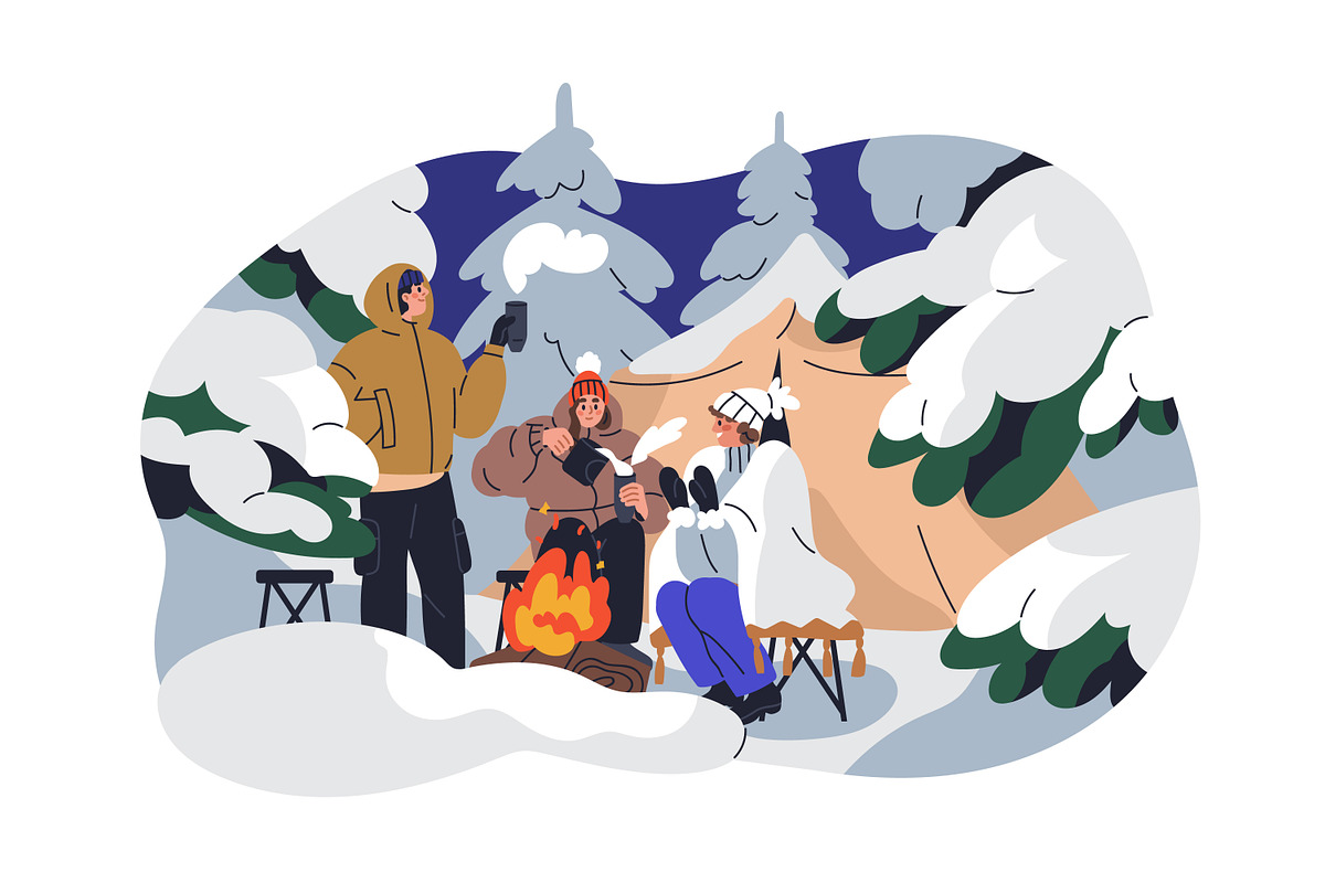 People doing winter sport activities, a Seasonal Illustration by Good Studio (Photo 10 of 11)