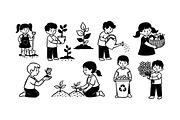 Kids Gardening Activity Clipart, an Illustration by designvectx (Thumbnail 1 of 3)