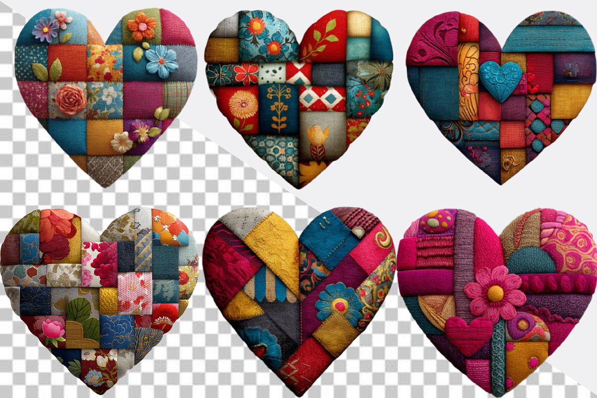 Patchwork Heart Valentine's Day Clip, an Illustration by SVGArt (Photo 4 of 8)