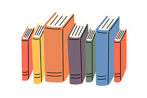 Colorful books in a row. Flat vector, an Object Illustration by GraphiShop