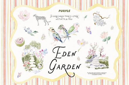 Eden Garden: Watercolor Clipart, an Object Graphic by Purple