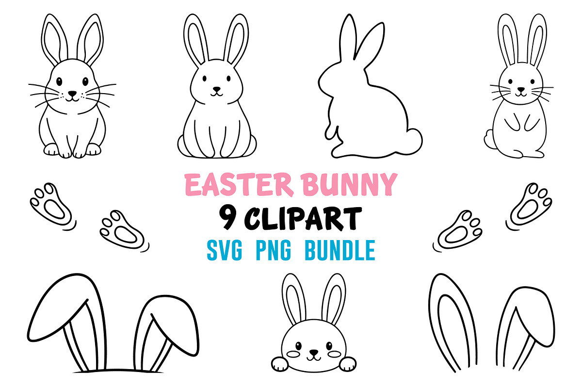 Easter Bunny SVG Clipart Bundle, an Animal Illustration by Unique Design Team (Photo 1 of 3)
