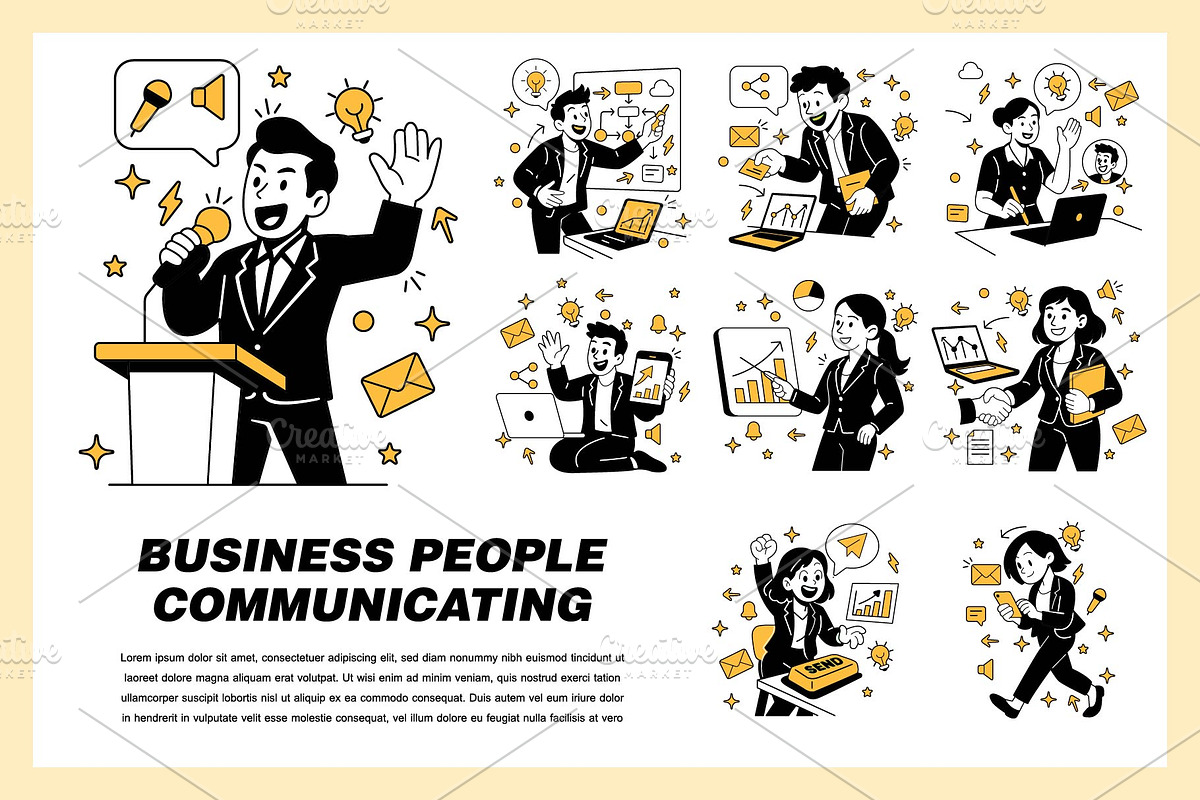 business people communicating, a Finance Illustration by frog.ground (Photo 1 of 2)