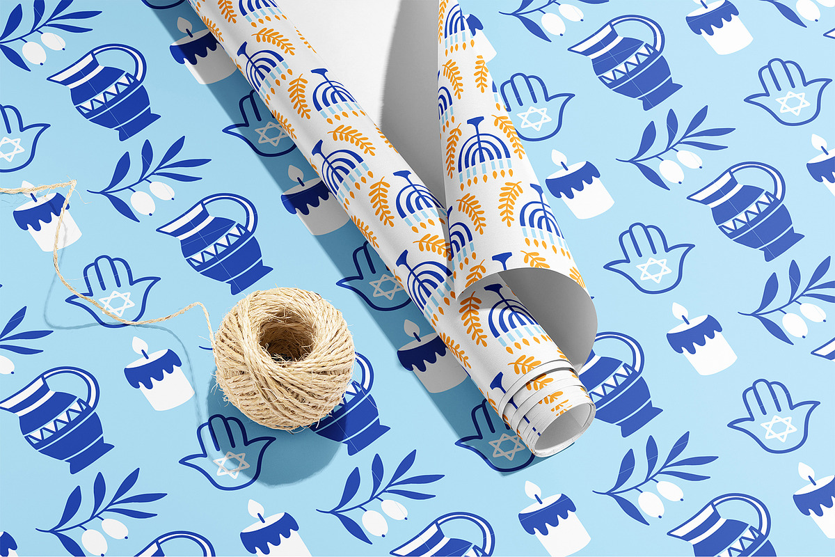 Hanukkah Clipart & Patterns Pack, a Background Graphic by Katrinelly (Photo 2 of 14)